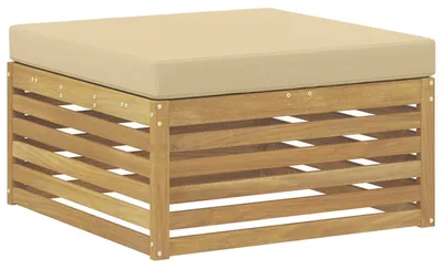 Image de Pouf d'Extérieur Bois d'Acacia Massif Blanc