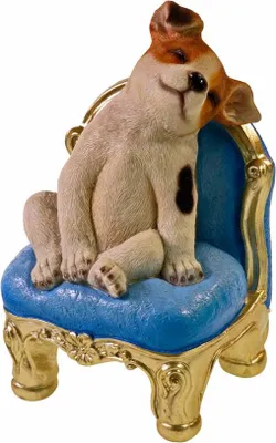 Immagine prodotto di Cane su poltrona statuetta in poliresina decorazione soggiorno regalo scultura da interno