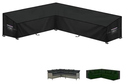 Zdjęcie produktu dla Pokrowiec na sofę ogrodową, kształt L, wodoodporny, wymiary 210x260x87x80/60 cm, materiał Oxford 420D