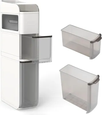 Produktbild von KOMFOTTEU Schmaler Nischenschrank auf Rollen, Rollschrank platzsparend mit 2 Schubladen, Taschentuchbox, oberem Regal, Rollwagen Nischenregal
