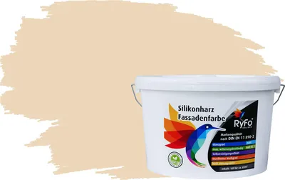 Produktbild von RyFo Colors Silikonharz Fassadenfarbe Lotuseffekt Trend Baumwollebeige 10l - bunte Fassadenfarbe, weitere Gelb Farbtöne und Größen erhältlich, Deckkraft Klasse 1