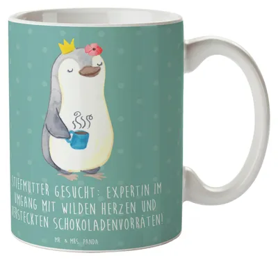 Produktbild von Mr. & Mrs. Panda Kaffeetasse Stiefmutter Expertin - Meeresbrise - Geschenk, humorvolle Hommage, Stiefmutter-Beziehung, schöne tasse, Kaffeebecher, Herausforderungen, Pott