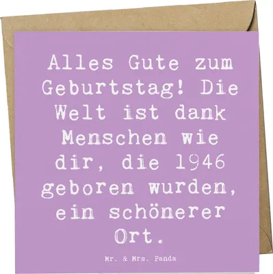 Produktbild von Mr. & Mrs. Panda Grußkarte Spruch 1946 Geburtstag - Lavendeltraum - Geschenk, faltkarte, Klappkarte, Feiern, anlasskarte, Alter, Happy Birthday, Geburtstagsgeschenk