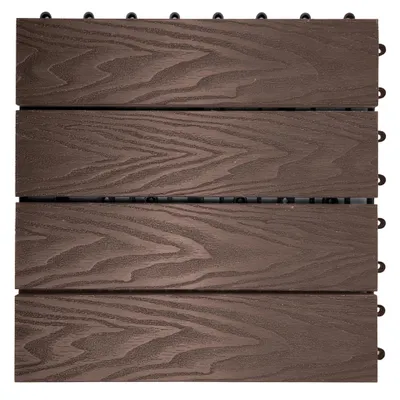 Produktbild von Floordirekt WPC Terrassenfliesen Noble 3D Klickfliesen 30x30 cm für Balkon Terrasse Garten wetterfest pflegeleicht in Holzoptik, braun, 1 Stück