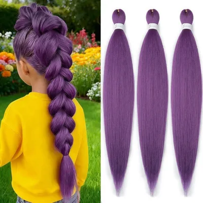 Immagine prodotto di Flechthaar: Extension per capelli, lunghezza 20 pollici, colore lavanda, confezione da 3, fibra sintetica
