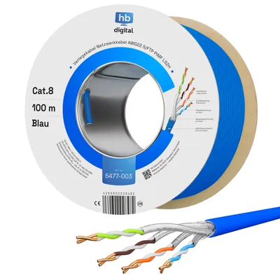 Immagine prodotto di Cavo di installazione, cavo di rete CAT.8 blu 100 m