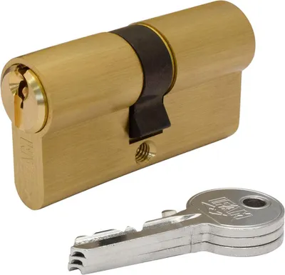 Produktbild von Zylinder F5s3535l Messing 70 mm (35+35 mm) lange Schwenkkappe 15 mm. Mit 3 Schlüssel-Serrettes. Ifam