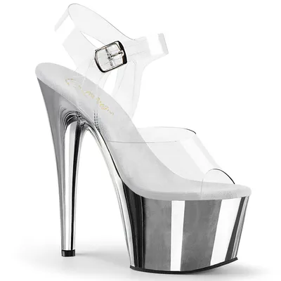 Produktbild von ADORE-708 Damen Sandale von Pleaser, Transparent Cchrom , EU 44, US 14