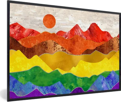 Produktbild von MuchoWow® Gerahmtes Poster Stolz - Regenbogen - Marmor 60x40 cm - Poster mit Schwarzem Bilderrahmen Wandposter Rahmen Foto Bilder - Printing - Wanddeko Schlafzimmer