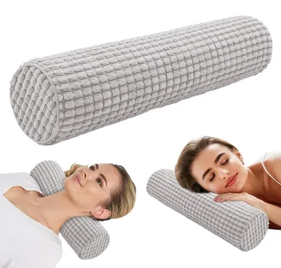Obrázek produktu pro Polštářek na krk, potah, paměťová pěna, 11 x 45 cm, ortopedický polštářek na krk, pratelný polštářek na krk, válecový polštář, válec pod kolena, podpůrný válec
