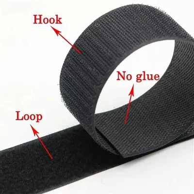 Obrázek produktu pro Samolepicí suchý zip – 30 mm šířka – 2 metry délka – polyester/nylon – černá barva
