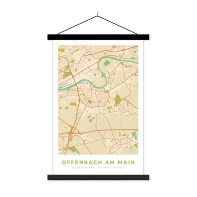 Produktbild von MuchoWow® Textilposter Stadtplan - Offenbach am Main - Vintage - Karte 60x90 cm mit schwarzem Rahmen - Poster Wohnzimmer