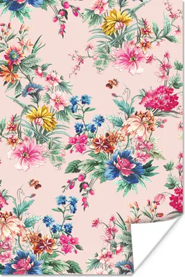 Produktbild von MuchoWow® Poster Blumen - Rosa - Pastell 120x180 cm - Kunstposter