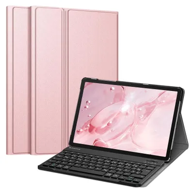 Produktbild von FINTIE Tastatur Hülle für Samsung Galaxy Tab A11+ Plus 11" 2025 / Tab A9+ Plus 11 Zoll 2023 Tablet, Keyboard Cover mit Magnetisch Abnehmbarer Deutscher Bluetooth Tastatur, Roségold