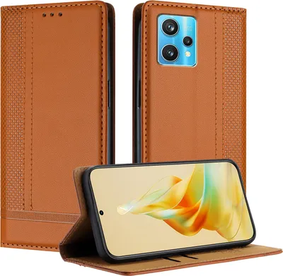 Produktbild von Handyhülle für Realme 9 Pro+ Leder Flip Klappbare Schutzhülle mit Standfunktion Braun