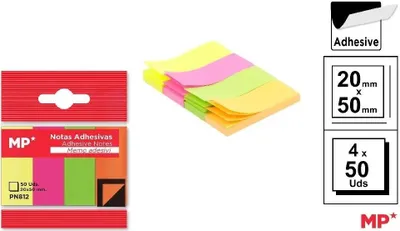 Produktbild von Haftnotizen 20 x 50 mm, 4 x 50 Stück – MP Main Paper