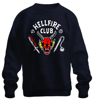 Produktbild von HELLFIRE CLUB Dämon Schädel Hörner D20 Flammenschwert Sweatshirt Pullover, Navy, M