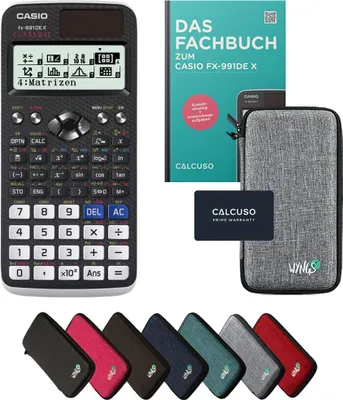 Produktbild von Casio fx-991DE X inkl. Schutztasche Hellgrau & Fachbuch (128 Seiten, DIN A5) – Wissenschaftlicher Rechner  – Smart Set