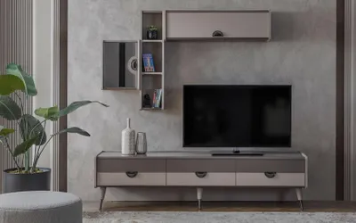 Produktbild von Graues Sideboard Designer Wohnzimmer TV-Ständer RTV Lowboard Möbel Neu