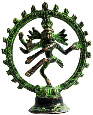 Messing Nataraja Statue, Shiva, antik, 3,5 x 1 x 4 Zoll