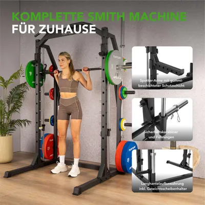 Produktbild von Tunturi SM70 Smith Machine Kraftstation – Fitnessgerät für den ganzen Körper – Plate Loaded Homegym – Belastbar bis 300 kg