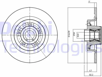 Produktbild von 2x DELPHI Bremsscheibe BG9023RS für RENAULT ESPACE IV (JK0/1_) 82 2mm 300mm