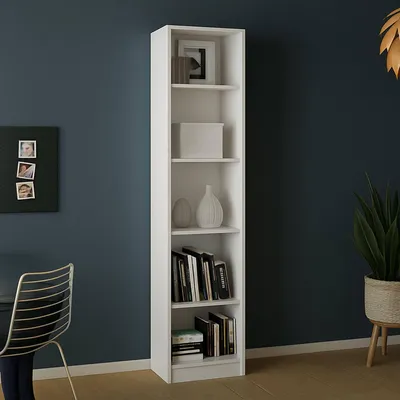 Image de Albregio - Bibliothèque, 41x27x203h cm Blanc, 4 Étagères