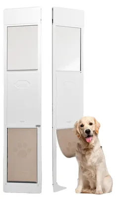 Image de VEVOR Porte coulissante en verre pour chiens, 1927-2049 mm, réglable en hauteur, verre trempé avec cadre en aluminium et structure à charnières pour grands chiens