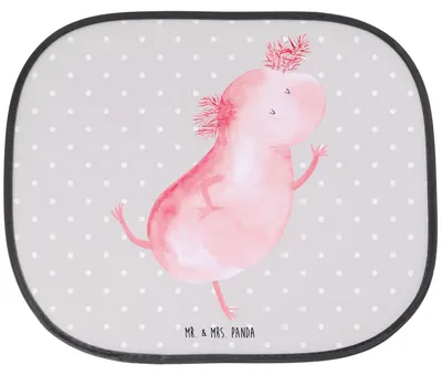 Produktbild von Mr. & Mrs. Panda Sonnenschutz Autoscheibe Axolotl Tanzen - Grau Pastell - Geschenk, saugnapf, Springen, Sterne, Freudig, Freundin, Auto Sonnenblende, hitzeschutz, kfz