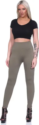 Obrázok produktu pre Dámske legíny Thermal Double Rib High Waist Sport Gym Outdoor, Khaki/S/M 36/38