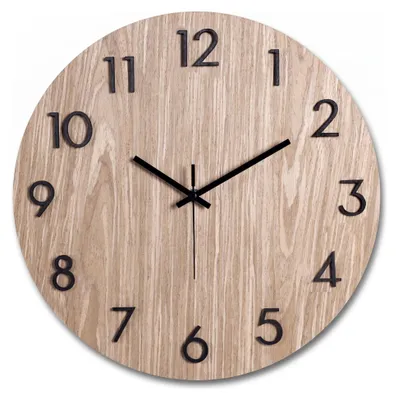 Produktbild von SensaHome Wanduhr Florence – Moderne runde Uhr mit Zahlen – skandinavisches Design mit Holz – Ø38 cm – Braun