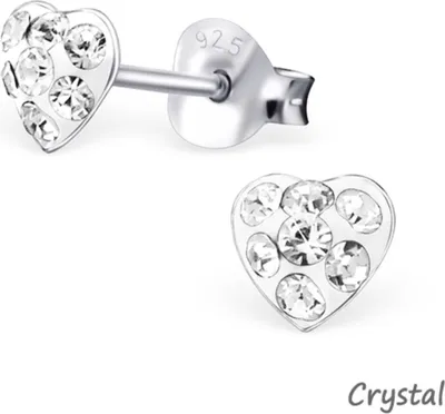 Produktbild von Herz Ohrringe: Kinder Kristall Herz Ohrstecker Silber 925 Crystal