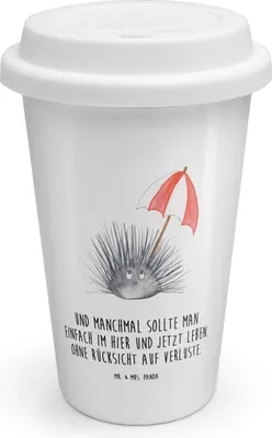 Produktbild von Mr. & Mrs. Panda Kaffeebecher To Go Seeigel - Weiß - Geschenk, ToGo, Thermobecher, Meerestiere, Hier und Jetzt, Selbstliebe, Coffee Becher, Selbstakzeptanz, Leben