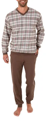 Produktbild von Herren Pyjama lang mit Bündchen – auch in Übergrössen bis Grösse 70 -  281 101 90 440 ; braun , 56