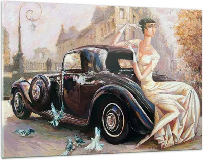 Produktbild von Bilder auf glas - frau retro stil - 120x80cm - Glasbilder - Wandbilder - Kunstdruck - zum Aufhängen bereit - Wanddekoration aus Glas - Glas Bilder - Wandbild auf Glas - Einteilig - GAA120x80-3467