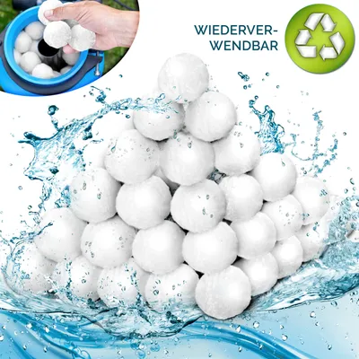 Immagine prodotto di tillvex® Pool Filter Balls 700g | Filtro per sistemi di filtraggio a sabbia | Sostituisce 25 kg di sabbia filtrante | Sfere filtranti extra resistenti per un'acqua cristallina | Sostituzione ecologica
