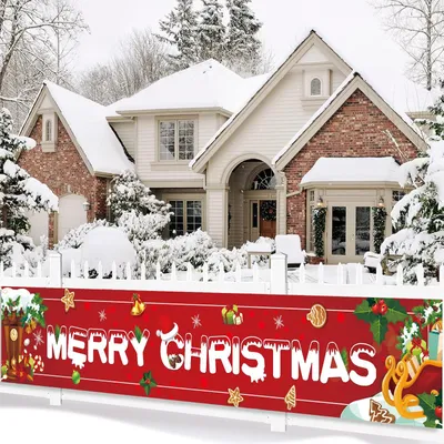 Weihnachtsbanner, 180 x 30 cm, Polyester, rot