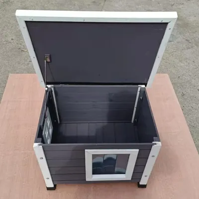Image de @Pet Outdoor Cat House XL 68,5x54x51,5 cm bois gris et blanc