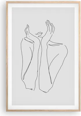 Produktbild von Gerahmtes Poster - Rahmen in heller Eiche - Träumerei Frau Skizze - 61x91,5 cm - Wand Bild - Wanddeko - Wandbilder - Kunstposter - Wandposter - Bilderrahmen - Bilder - Kunstdruck - P2NPA61x91-4414