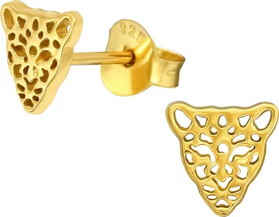 Produktbild von Ohrstecker 925 Sterling Silber vergoldet mit Leopard