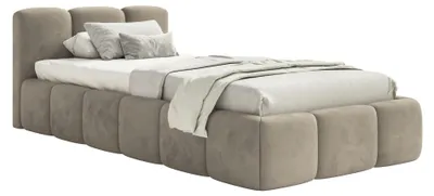 Obrázek produktu pro Selsey Cloudy Low – čalouněná postel 90 x 200 cm, samet šedobéžový