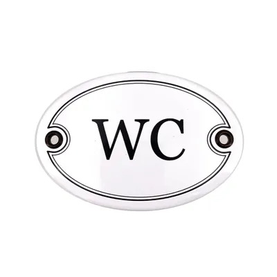 Produktbild von Emaille Türschild WC oval 7x10 cm Schild Emailschild Vintage Metallschild - Blechschild - Küchendeko - Deko Retro Wandschild (Weiß)