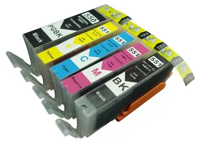 Image de 5 cartouches d'encre compatibles Canon PGI-550 noir & CLI-551 cyan, magenta, jaune et noir en capacité XL pour Pixma IP7250, IP8750, IX6850, MG5450, MG5550, MG5650, MG5655, MG6350, MG6450, MG6650, MG7150, MG7550, MX725, MX925