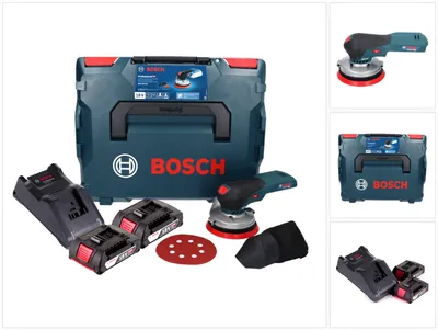 Image de Ponceuse excentrique sans fil Bosch GEX 18V-125 Professional 18 V 125 mm sans balais + 2 batteries 2,0 Ah + chargeur + L-BOXX