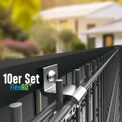 Produktbild von Solar Halterung (10er Set) für Doppelstabmatten 6/5/6 & 8/6/8 – V2A PV Befestigung | FlexAD