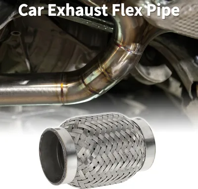 Image de Tuyau D'Échappement De Voiture 2,16 Pouces Od Tuyau D'Échappement Tressé Flexible | Tuyau Flexible Universel En Ton Argent 1 Pièce