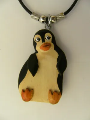 Produktbild von Kette Pinguin, Holzanhänger Ketten Modeschmuck Pinguine Tier