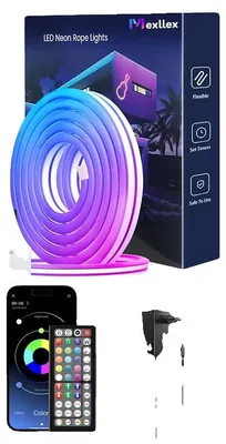 Produktbild von LED Neon Seillichter, App-/Fernbedienung, wasserdicht für den Außenbereich, 10M, EU-Stecker-c