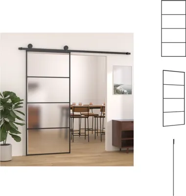 Produktbild von vidaXL Schiebetür ESG-Glas und Aluminium mattiert 90x205 cm Schwarz - Haustüren
