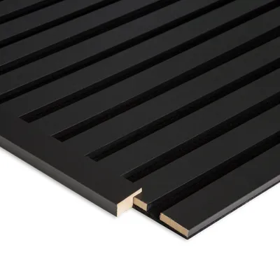 Produktbild von HEXIM Abschlussleiste 137,5x2,7cm passend für unsere Akustikpaneele - flexible Lamellenwand Holz MDF Wandpanelee Lamellenverkleidung Wandverkleidung (1 Abschlussleiste Black Edition - APAH12)